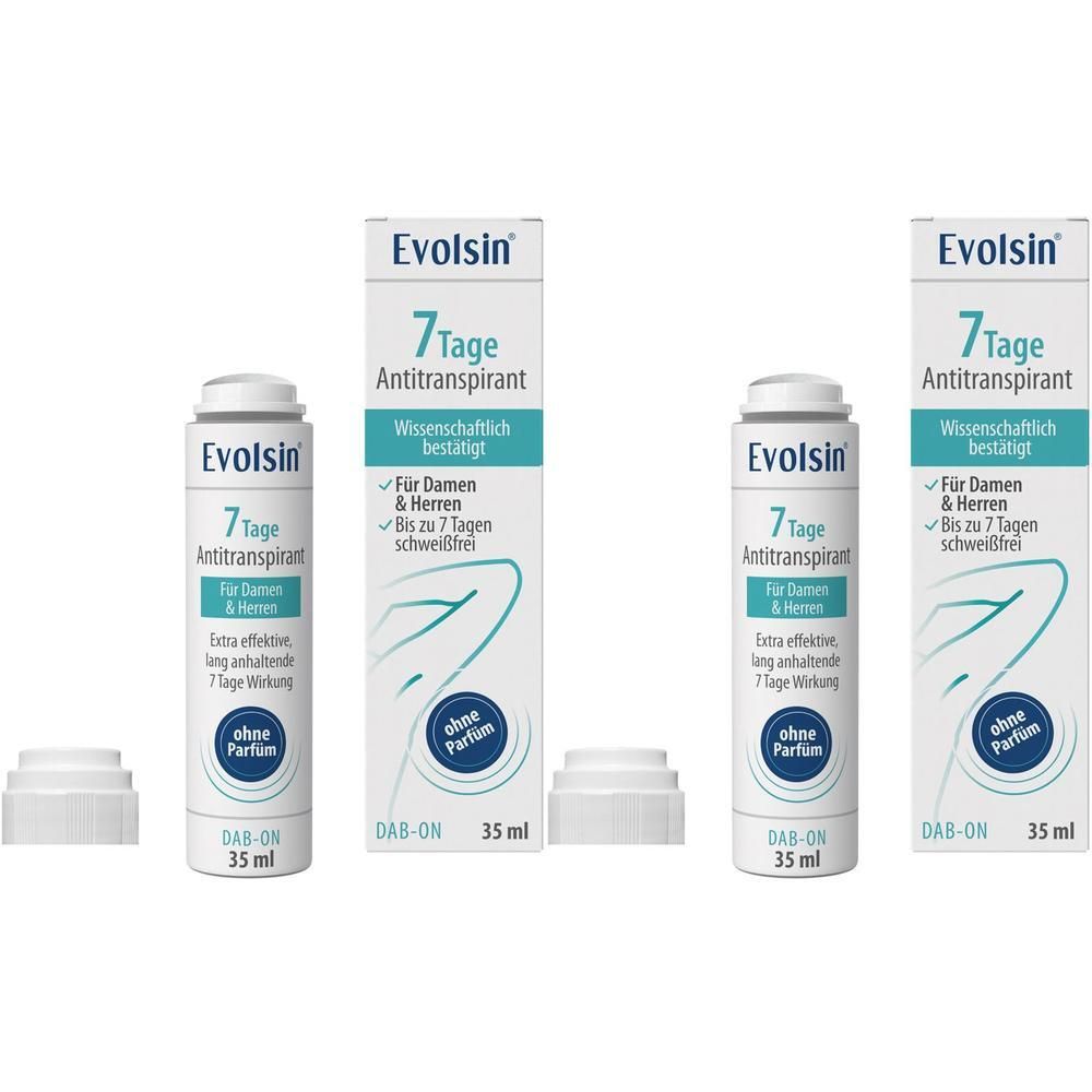 Evolsin 7 Tage Antitranspirant Dab-on ohne Parfüm 2x 2x35 ml Körperpflege