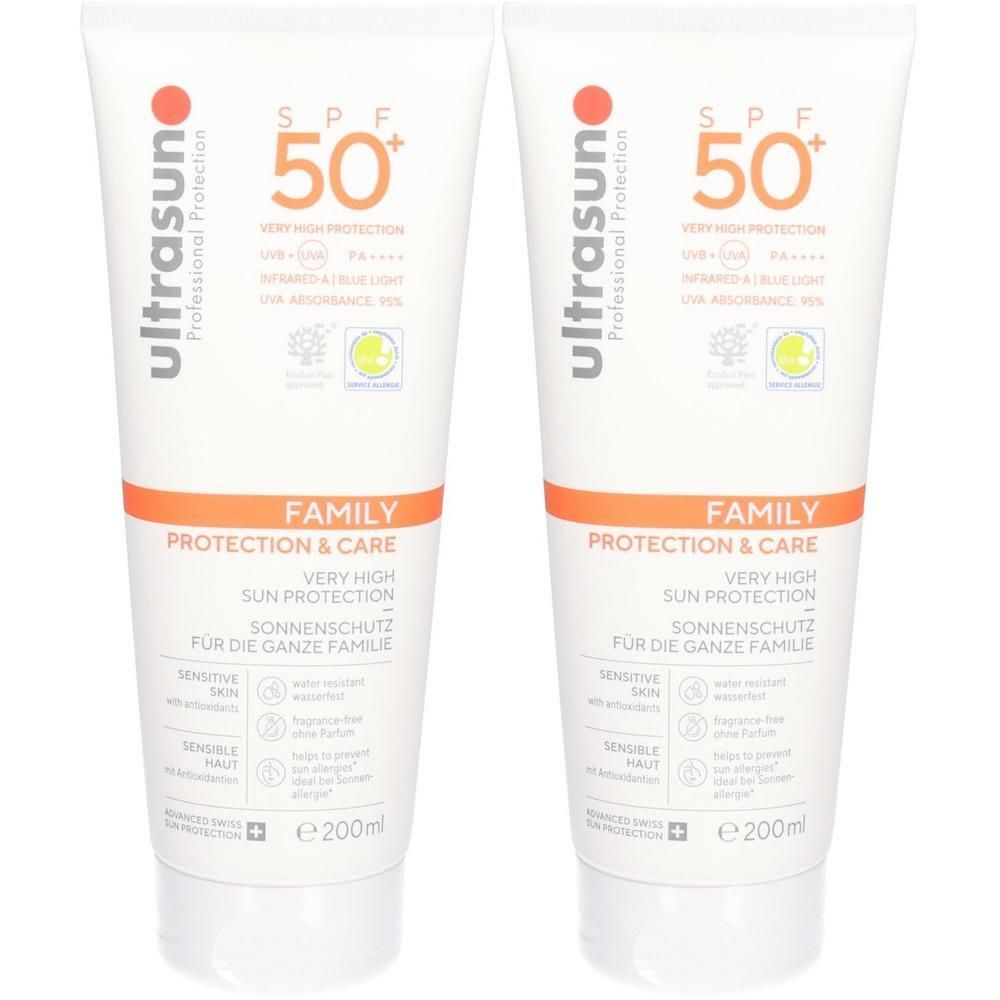 Zwei Tuben ULTRASUN Family Sonnenschutz LSF 50+, 200ml.