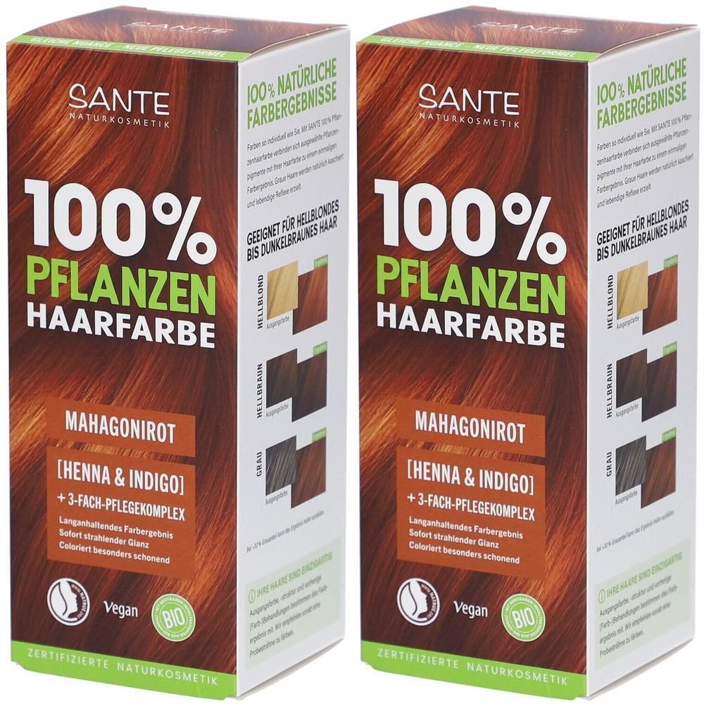 100% Pflanzenhaarfarbe mit 3-Fach Pflegekomplex mahagonirot 07 2x 2x100 g