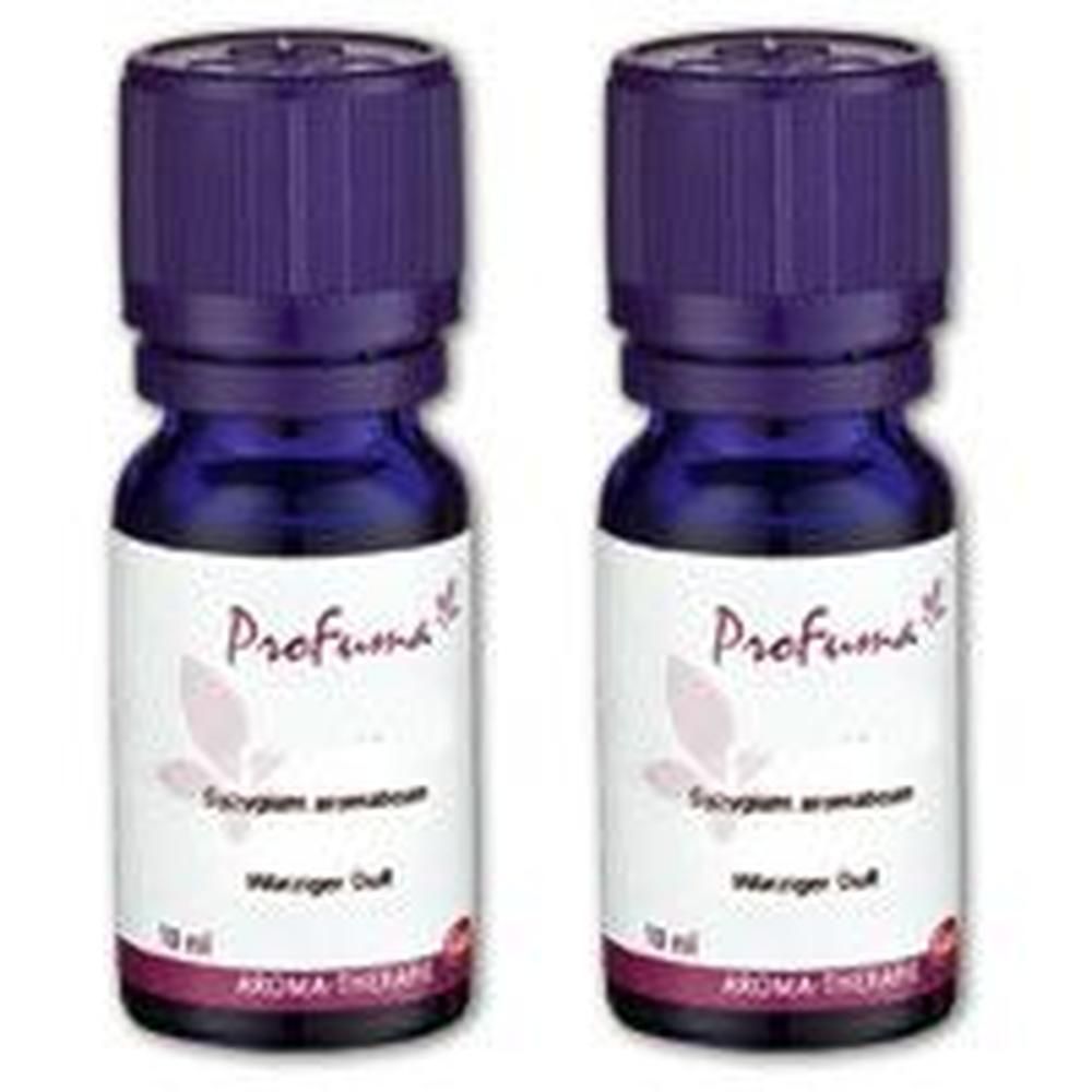 Zwei kleine Flaschen mit violetten Deckeln und weißen Etiketten. Auf den Etiketten steht "Profuma" und weitere Informationen.