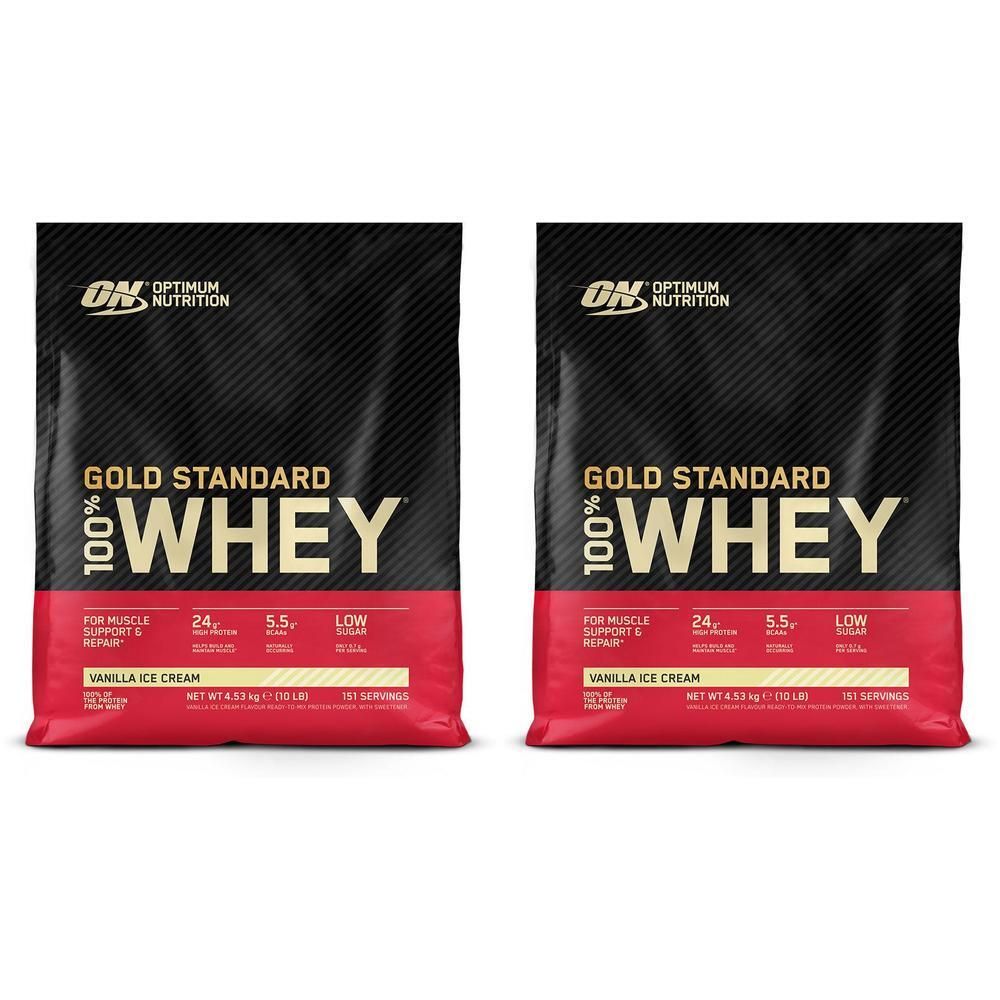 Optimum Nutrition 100 % Whey Gold Standard, Vanilla Ice Cream, Pulver 2x 2x4530 g
