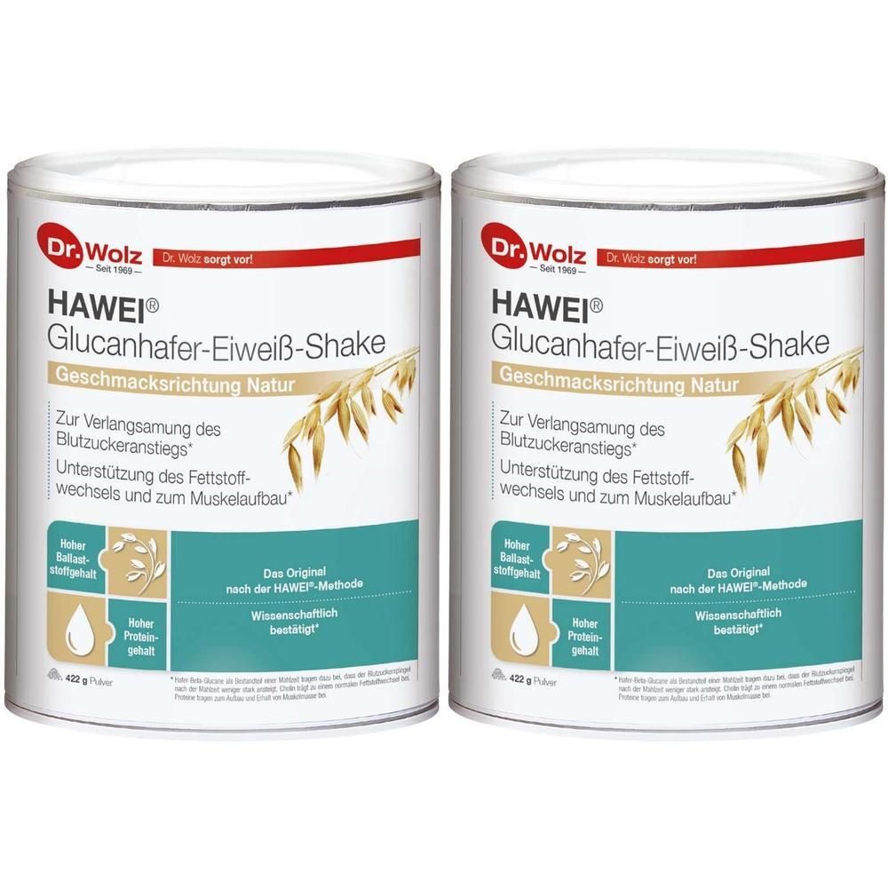 Hawei Glucanhafer-Eiweiß-Shake natur Pulver 2x 2x422 g