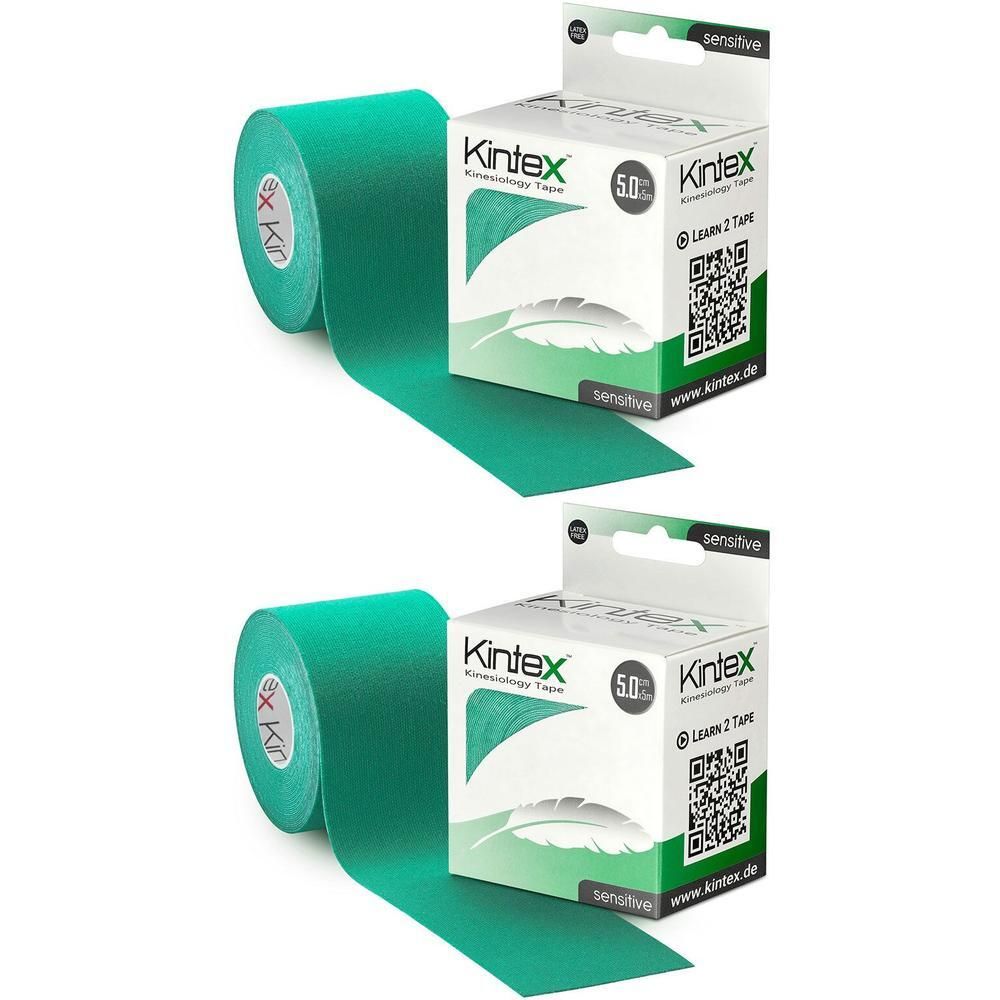 Kintex Kinesiologie Tape sensitive 5 cmx5 m grün 2x 2x1 St Pflaster