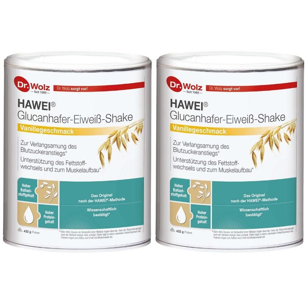 Hawei Glucanhafer-Eiweiß-Shake Vanillegeschm.Pulv. 2x 2x432 g Pulver