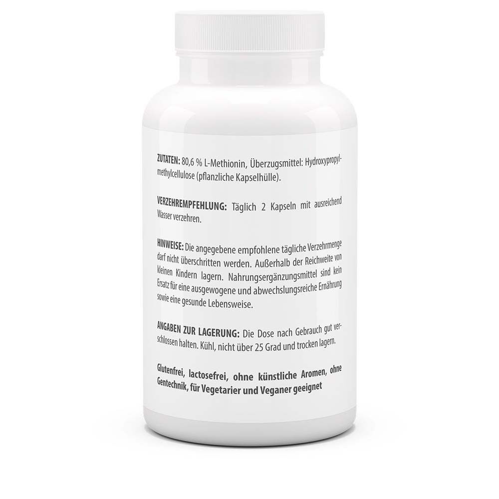 Weiße Flasche, Rückseite mit Text. Zutaten, Verzehrempfehlung, Hinweise, Angaben zur Lagerung. Glutenfrei, lactosefrei.