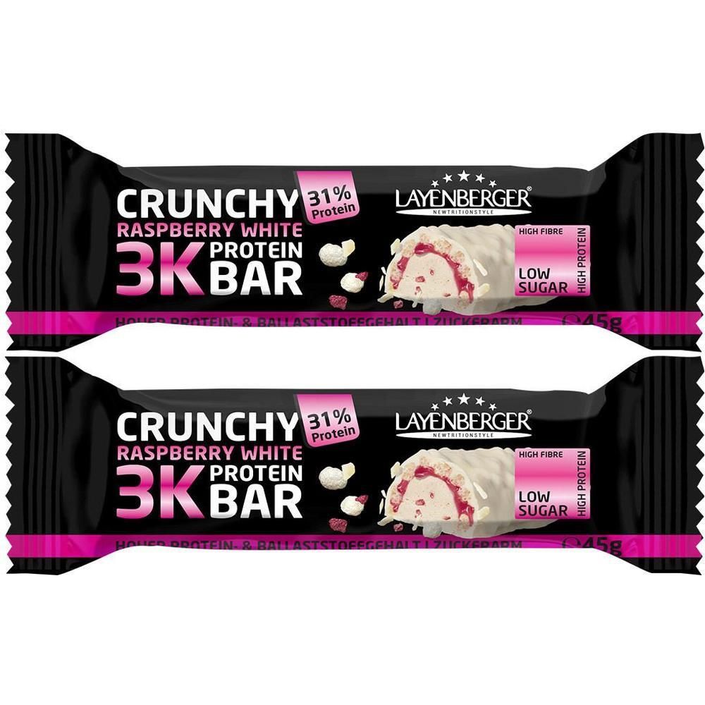 Layenberger 3K Protein Bar Crunchy Raspberry White 45g 2x 2x45 g