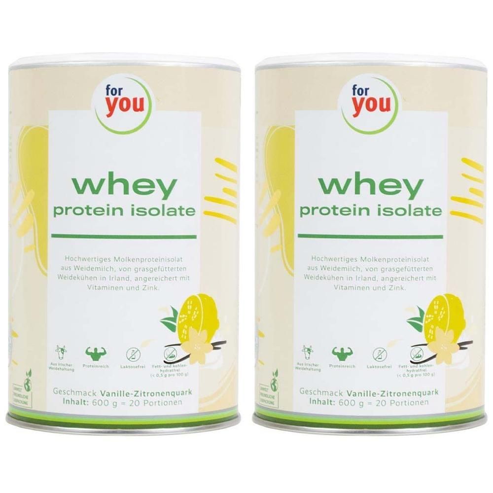 FOR YOU whey protein isolate Vanille-Zitronenquark 2x 2x600 g Pulver