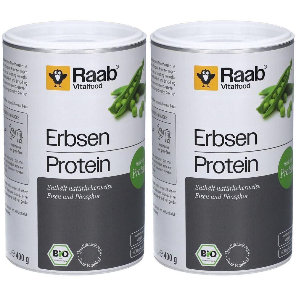 Raab Vitalfood Erbsen Protein Bio Pulver 2x 2x400 g