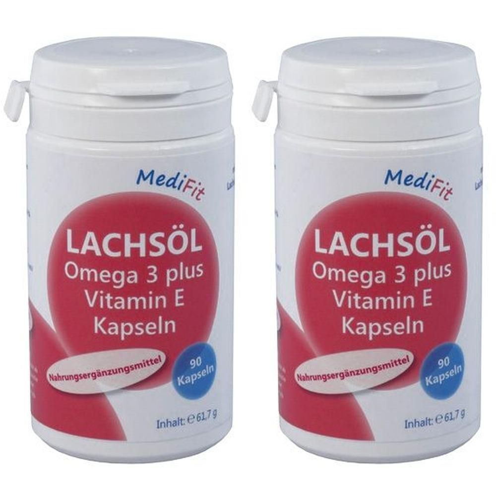 Lachsöl Omega-3 plus Vitamin E Kapseln MediFit 2x 2x90 St