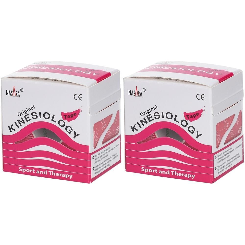 Nasara Kinesiologie Tape 5 cmx5 m pink 2x 2x1 St Verband