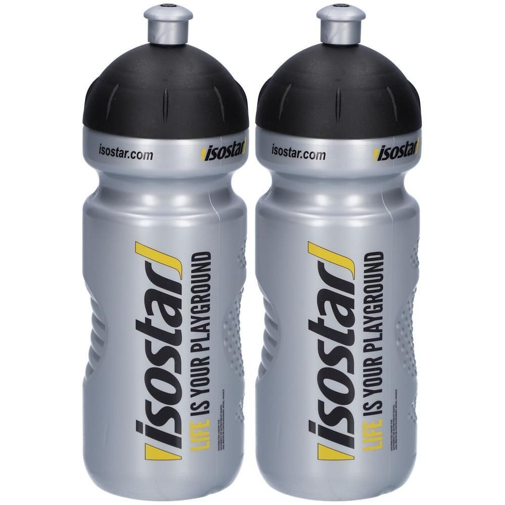 Isostar Push Pull Trinkflasche silver 650 ml 2x 2x650 Flaschen