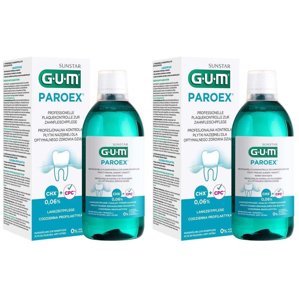 GUM Paroex 0,06% CHX Mundspülung 2x 2x500 ml Flüssigkeit