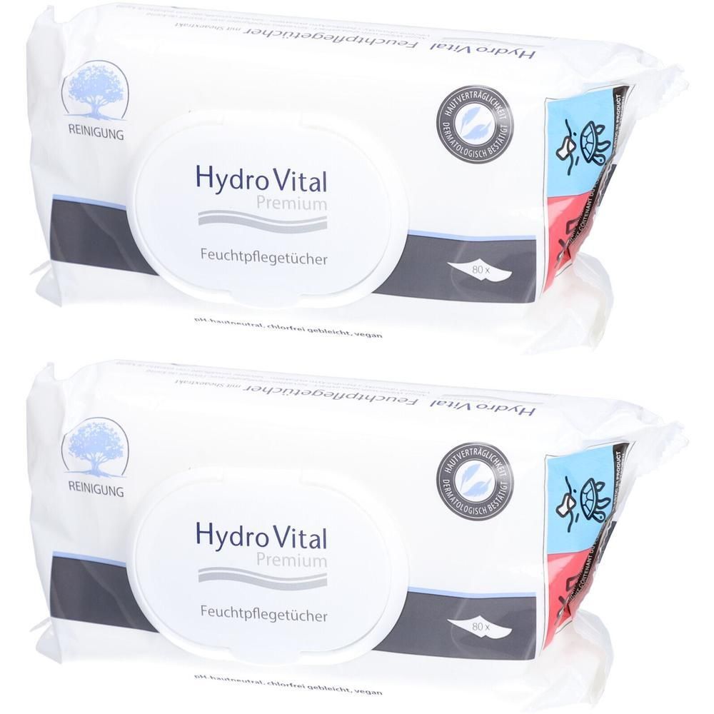Hydrovital Premium Feuchtpflegetücher mit Shea 2x 2x80 St Tücher