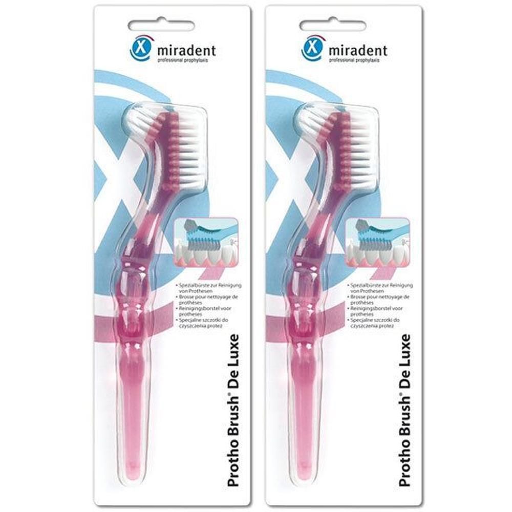 Miradent Prothesenbürste Protho Brush pink trans. 2x 2x1 St Zahnbürste