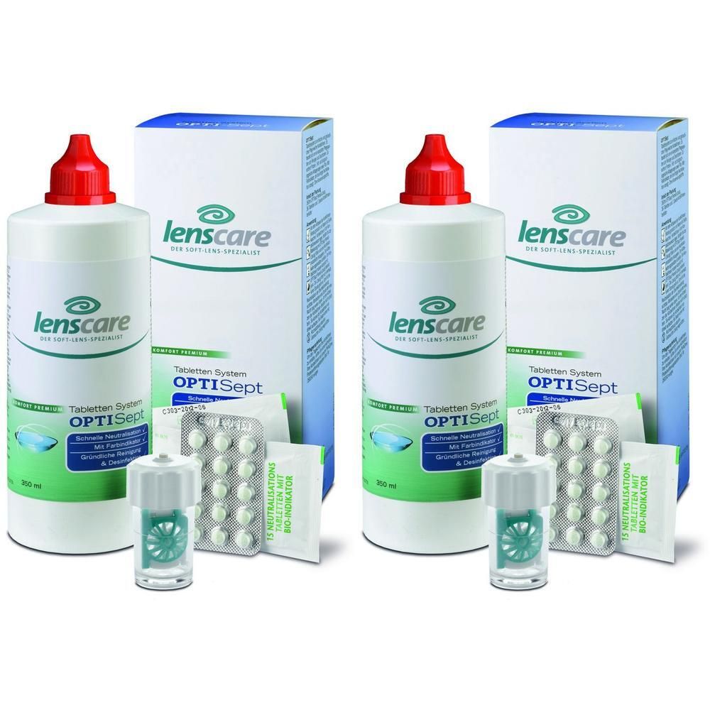 Lenscare OptiSept Kombip.350 ml+45 Tabl.+1 Beh. 2x 2x1 St Kombipackung