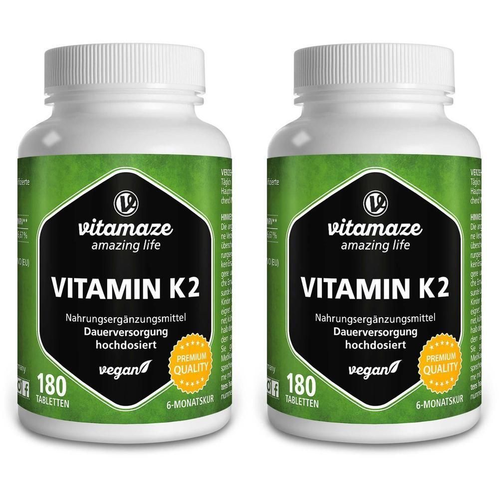 Vitamin K2 200 µg hochdosiert vegan Tabletten 2x 2x180 St