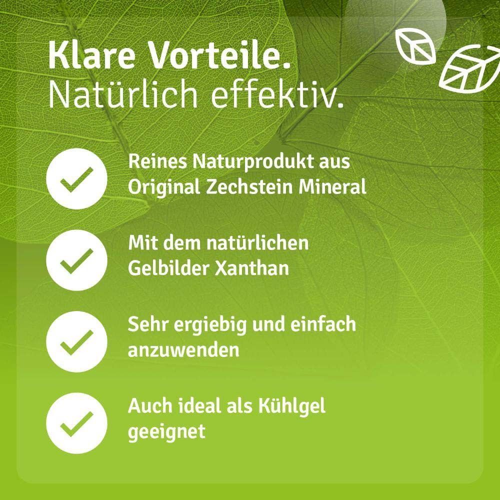 Text: Klare Vorteile. Reines Naturprodukt, Gelbilder Xanthan, einfach anzuwenden, ideal als Kühlgel.