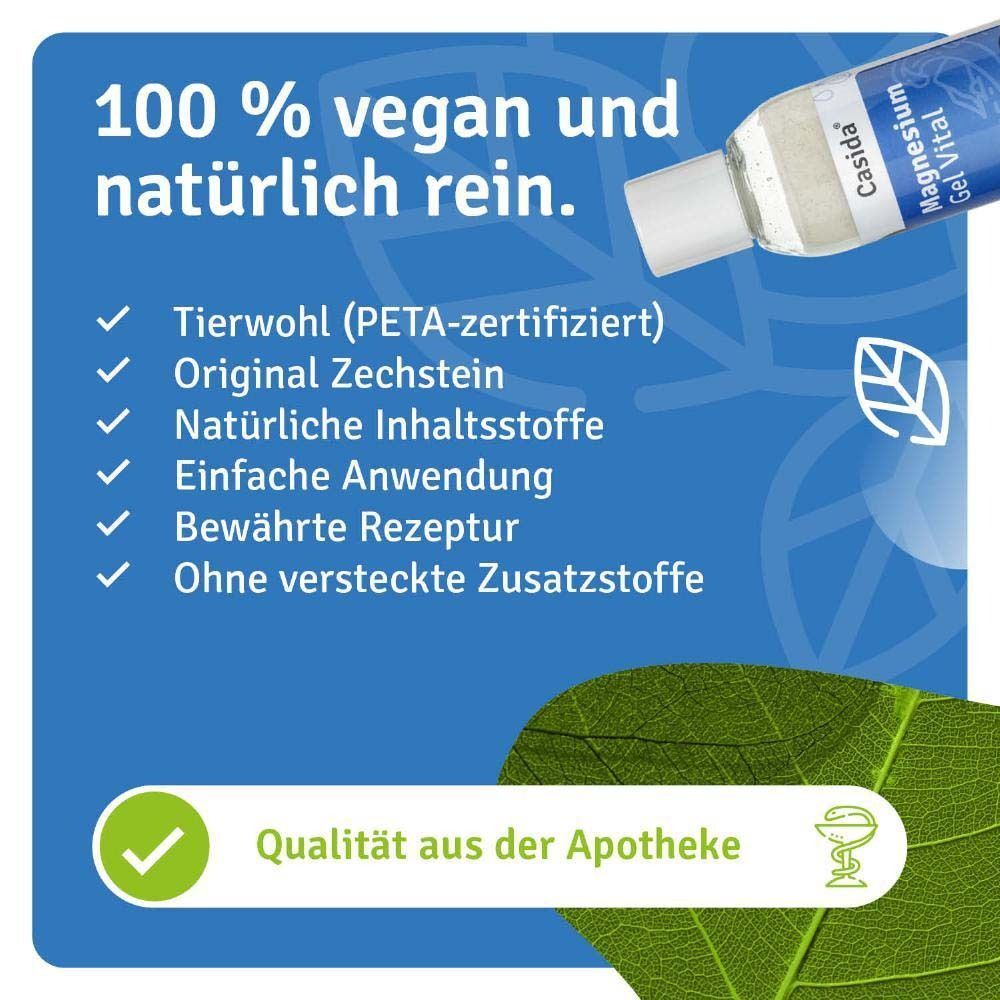 Text: 100% vegan und natürlich rein. PETA-zertifiziert, Original Zechstein, natürliche Inhaltsstoffe, Qualität aus der Apotheke.