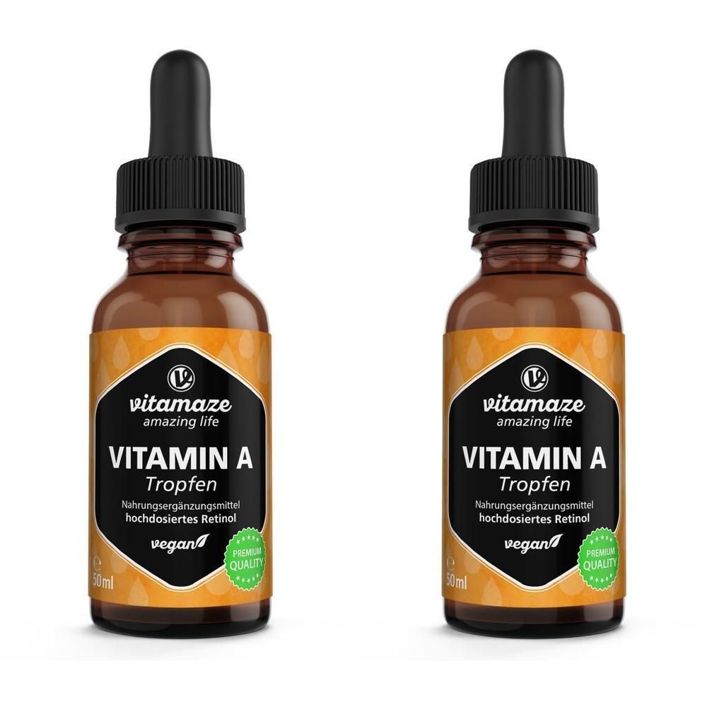 Vitamin A 500 µg hochdosiert vegan Tropfen 2x 2x50 ml