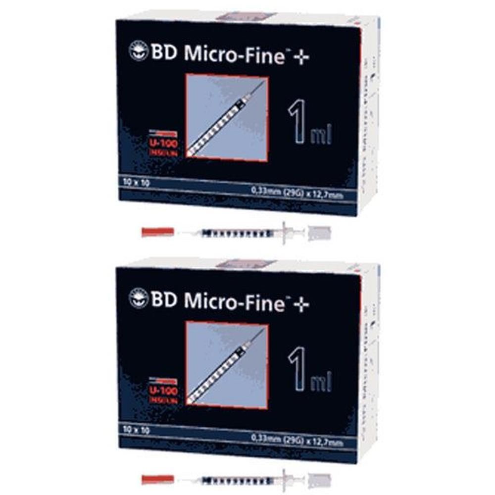 BD Micro-Fine+ Insulinspr.1 ml U100 12,7 mm 2x 2x100x1 Spritzen