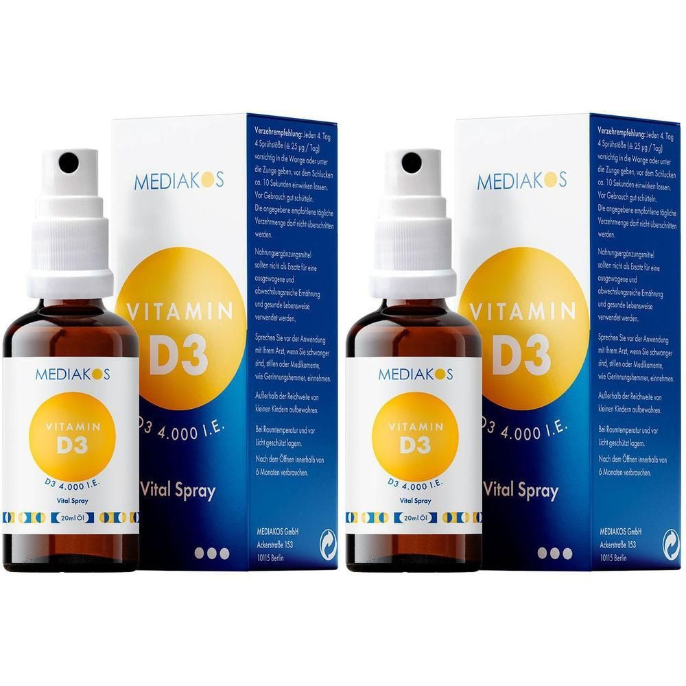 Vitamin D3 4000 I.e. Mediakos Vital Spray 2x 2x20 ml