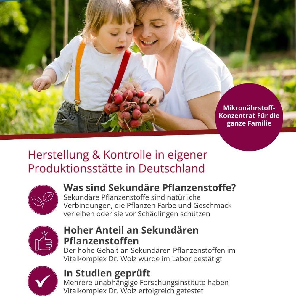 Herstellung und Kontrolle in Deutschland, Vitalkomplex Dr. Wolz für die ganze Familie.