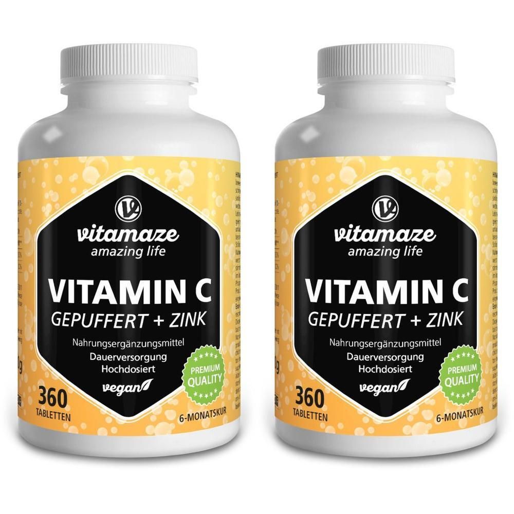 Vitamin C Gepuffert 1000 mg hochdosiert+Zink Tabl. 2x 2x360 St Tabletten