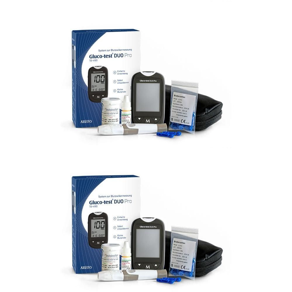 Gluco Test DUO Pro Set Blutzuckermessgerät mg/dl 2x 2x1 St