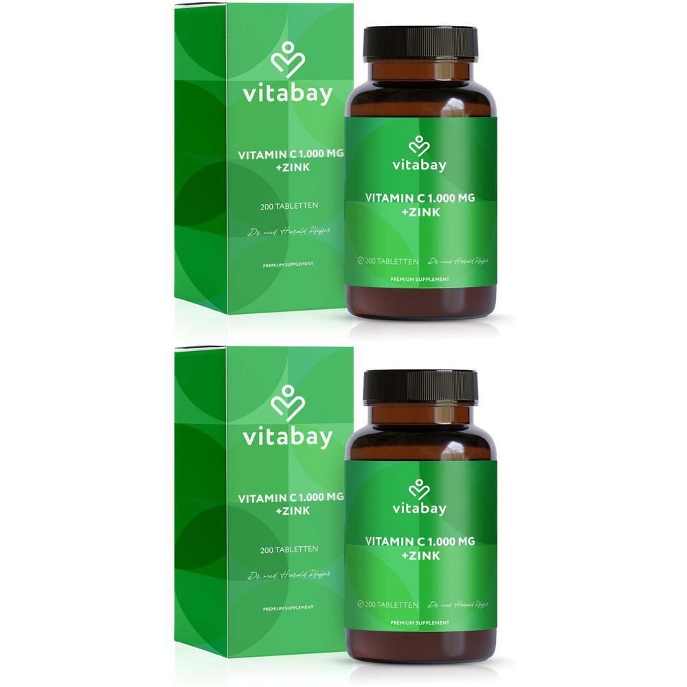 Vitamin C 1000 mg+Zink 10 mg vegan hochdos.Tabl. 2x 2x200 St Tabletten