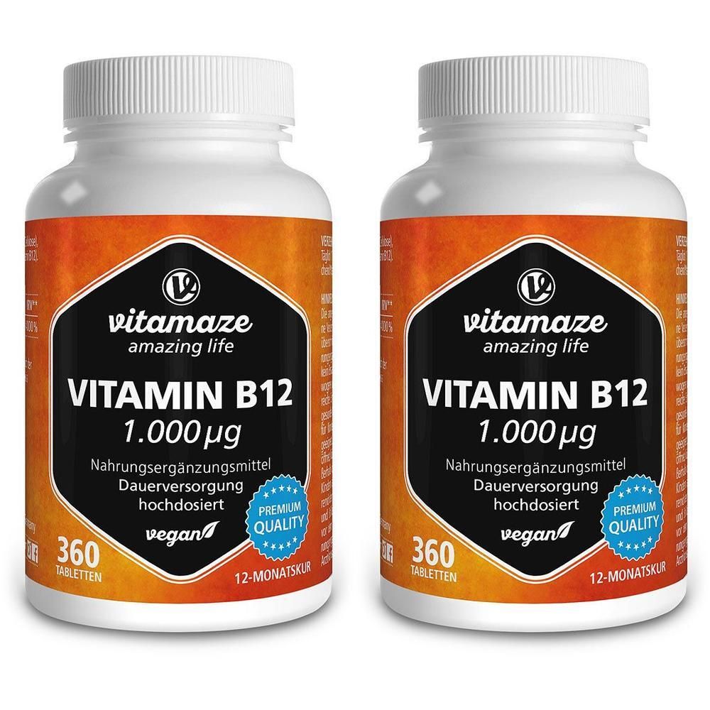 Vitamin B12 1000 µg hochdosiert vegan Tabletten 2x 2x360 St