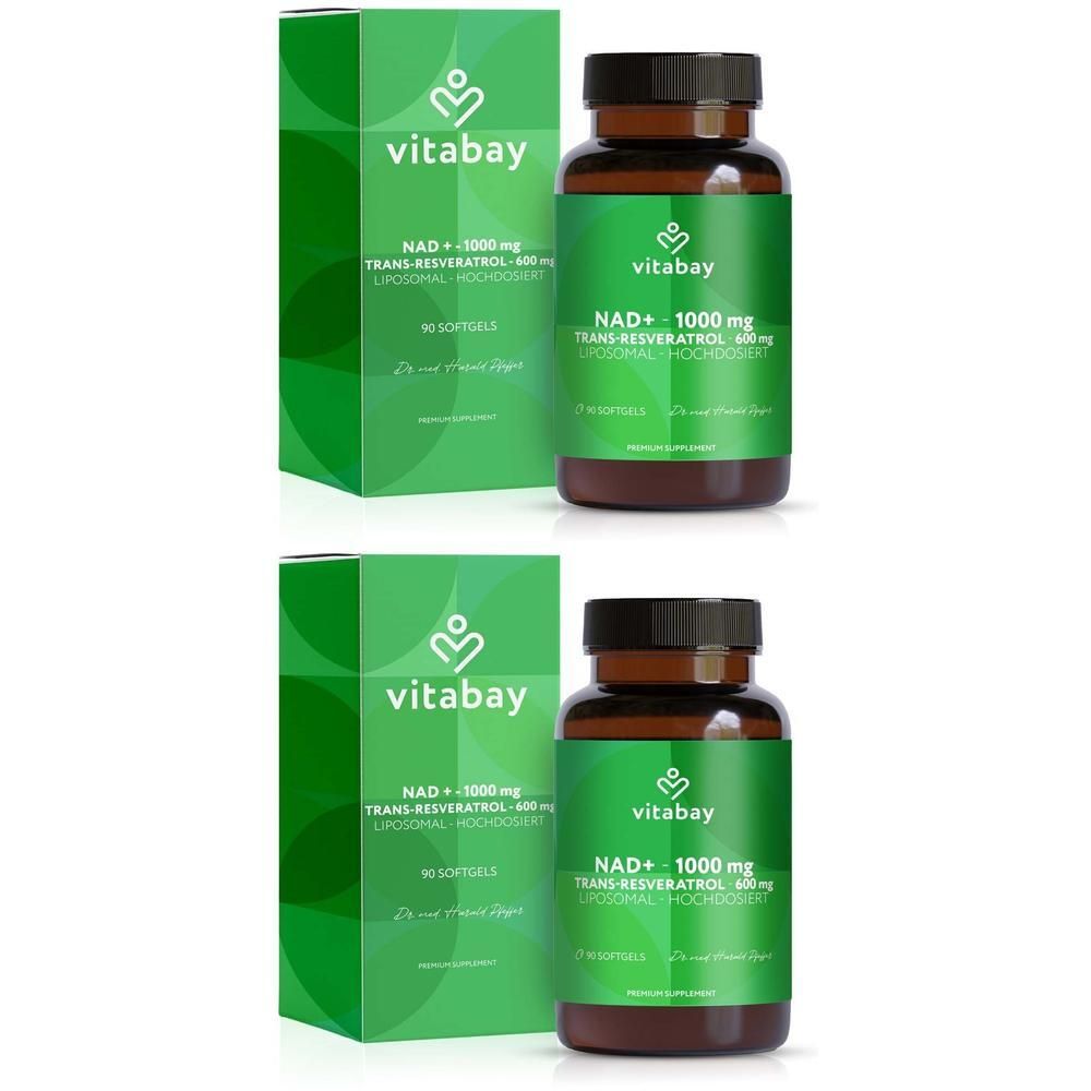 Liposomales Nad+ 1000mg+trans-Reveratrol 600mg WKA 2x 2x90 St Weichkapseln