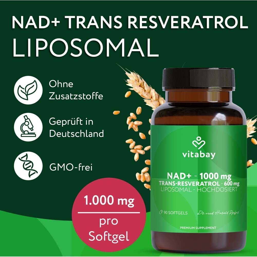 Vitabay NAD+ 1000 mg Trans-Resveratrol 600 mg liposomal