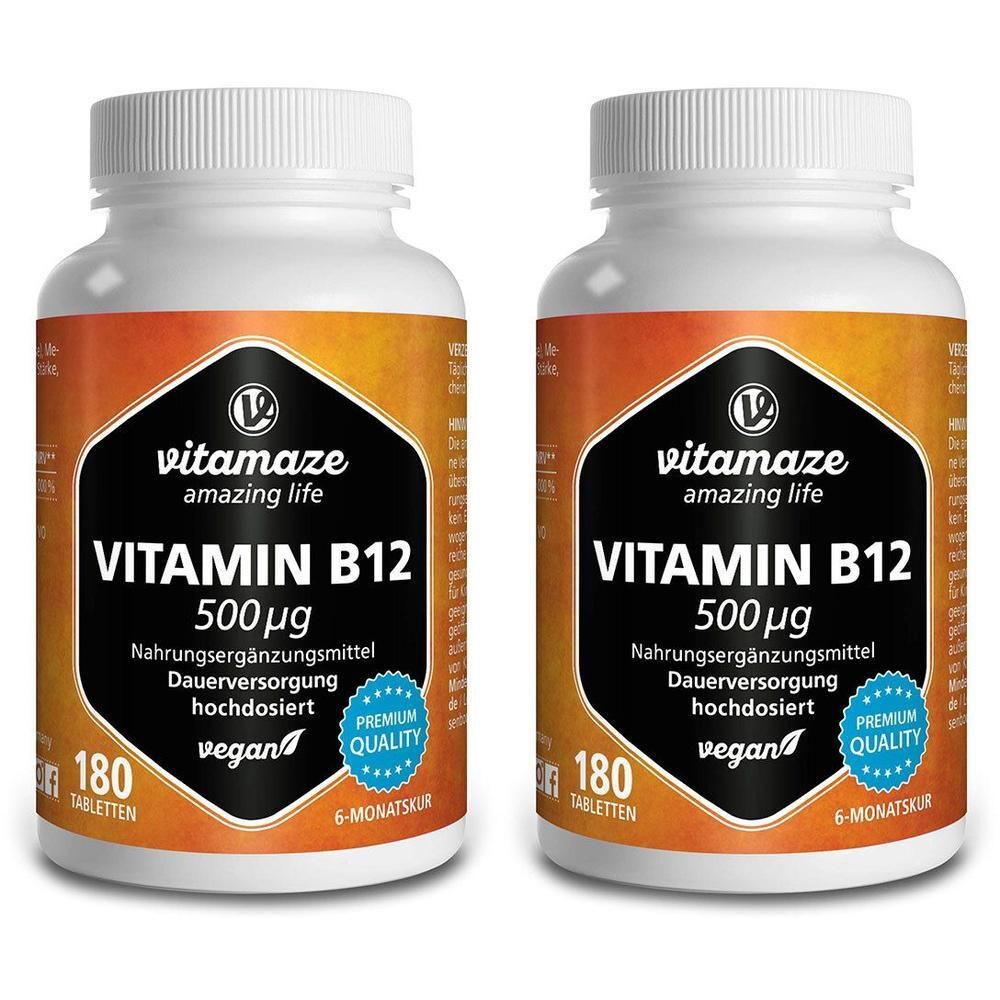 Vitamin B12 500 µg hochdosiert vegan Tabletten 2x 2x180 St