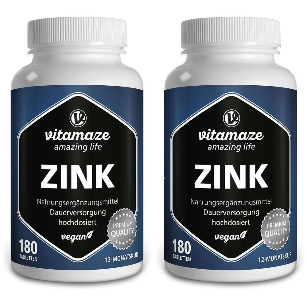 Zink 25 mg hochdosiert vegan Tabletten 2x 2x180 St