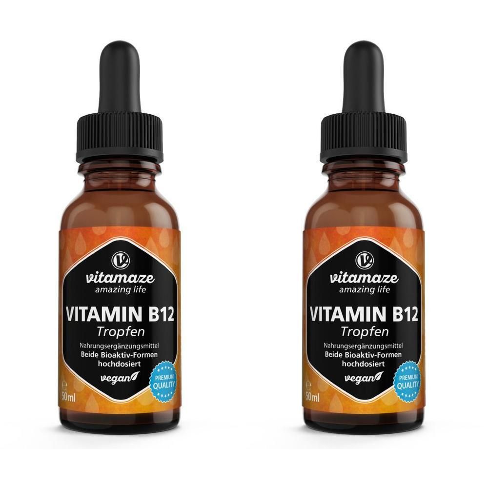 Vitamin B12 100 µg hochdosiert vegan Tropfen 2x 2x50 ml