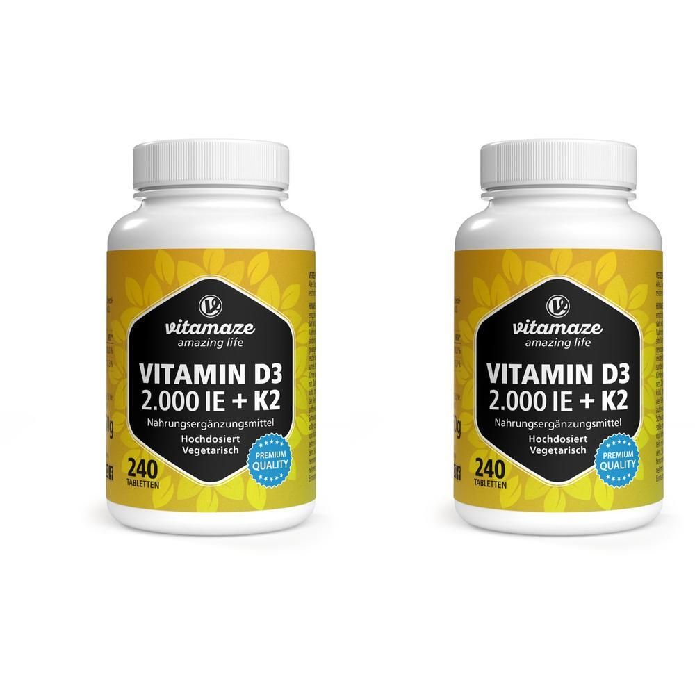 Vitamin D3 K2 2000 I.e./100 µg hochdosiert Tabl. 2x 2x240 St Tabletten