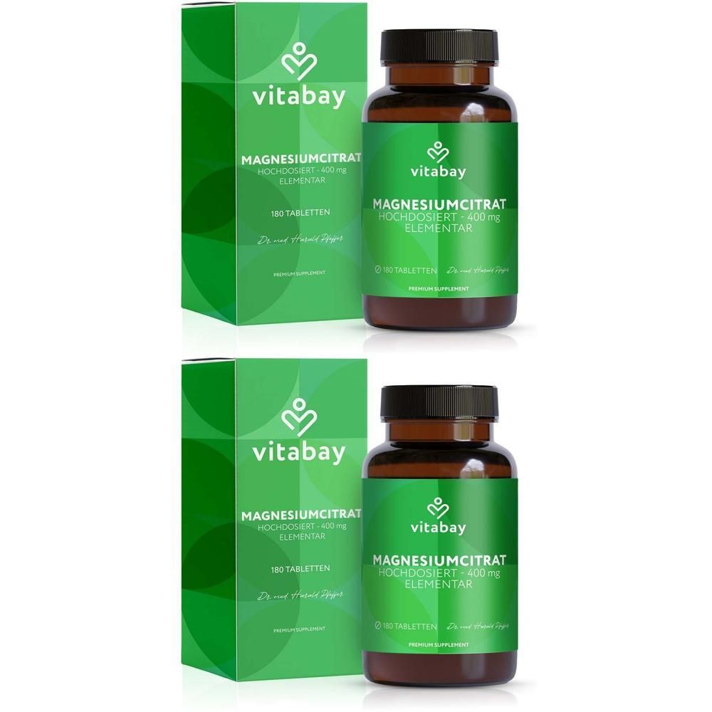 Magnesiumcitrat 200 mg vegan hochdosiert Tabletten 2x 2x180 St