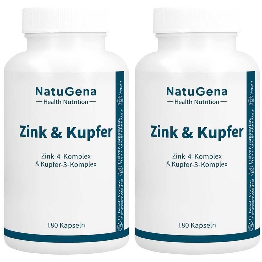 Zink & Kupfer Komplex+gepuffertes Vitamin C Kaps. 2x 2x180 St Kapseln