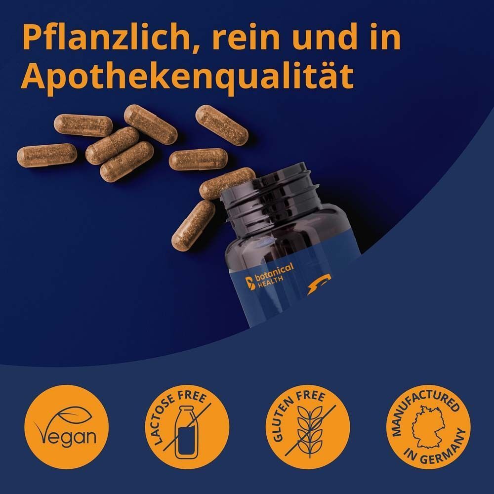 PERFORMX MEN Kapseln und Flasche. Text: Pflanzlich, rein und Apothekenqualität. Vegan, laktosefrei, glutenfrei, Made in Germany.
