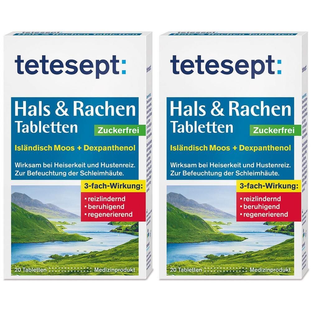 Tetesept Hals & Rachen Tabletten zuckerfrei 2x 2x20 St Lutschtabletten
