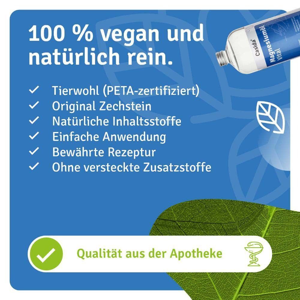Text: 100% vegan und natürlich rein. Tierwohl (PETA-zertifiziert), Original Zechstein, natürliche Inhaltsstoffe. Apotheken-Qualität.