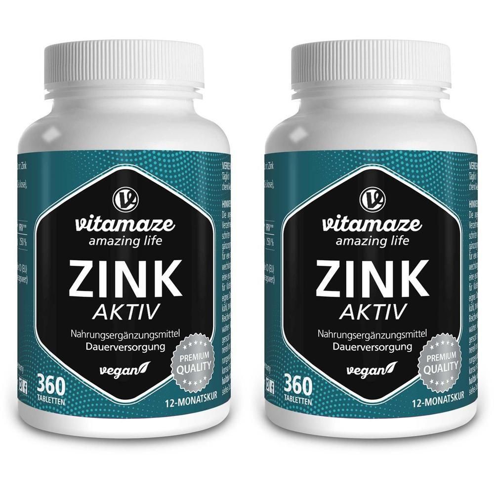 Zink Aktiv 25 mg hochdosiert vegan Tabletten 2x 2x360 St