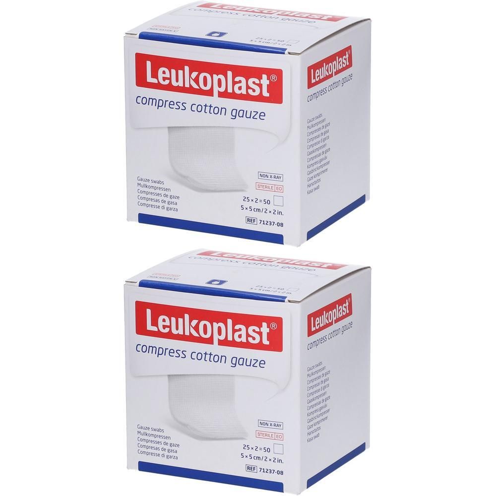 Leukoplast compress Cotton Gauze 5x5cm steril 12f 2x 2x25x2 St Kompressen