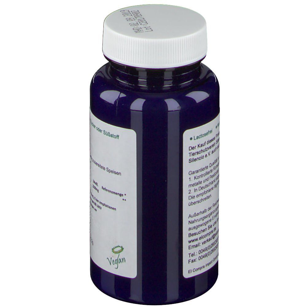 Hannes pure Lebenslust® CHANCAPIEDRA Flasche. Blaue Glasflasche mit weißem Deckel und Etikett. Vegan-Siegel. Text über Inhaltsstoffe und Nährwerte.