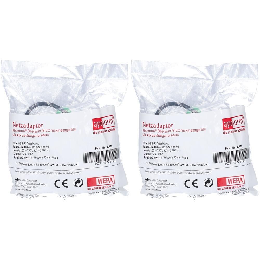 Aponorm Blutdruckmessger.Netzadapter Usb-C Oberarm 2x 2x1 St