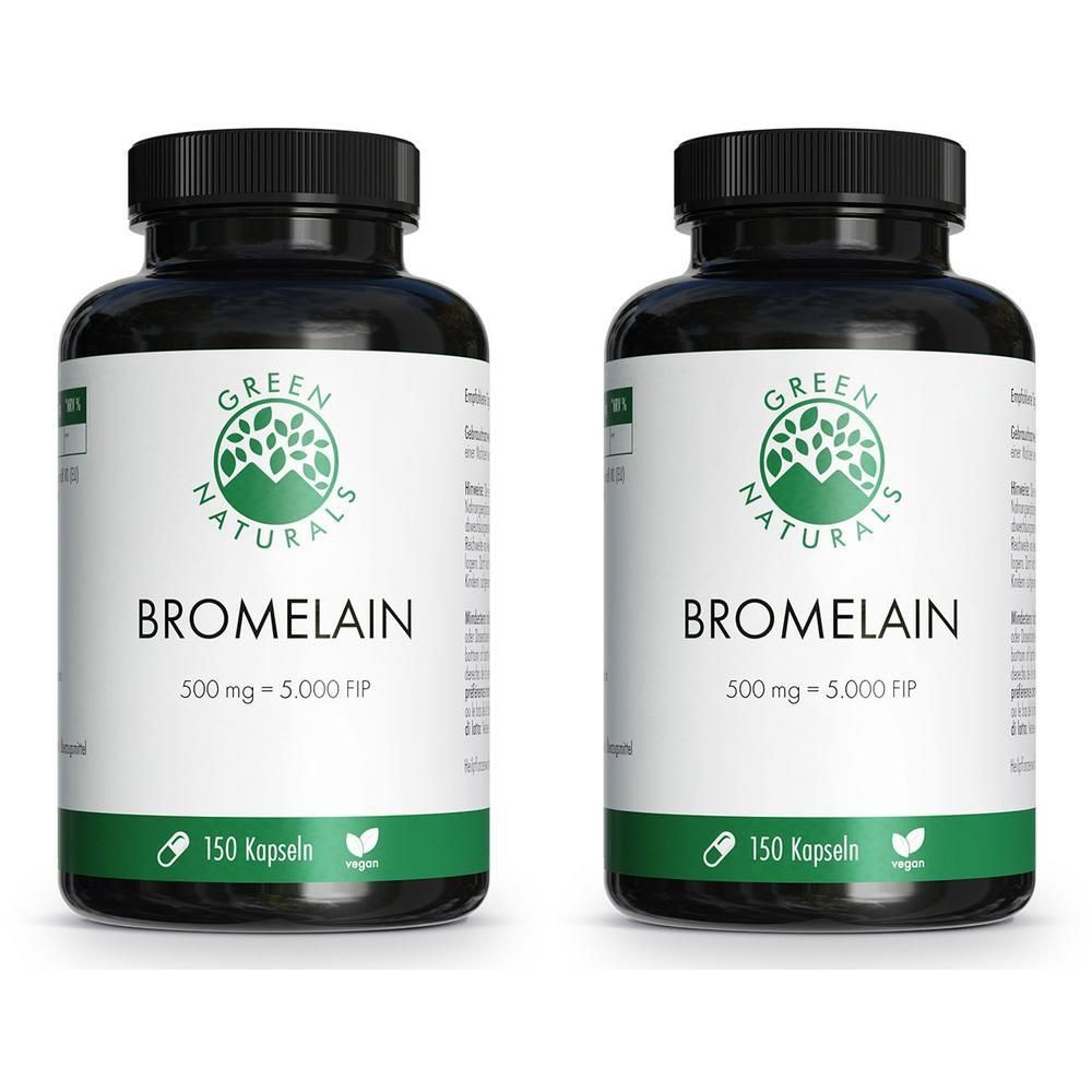 Green Naturals Bromelain 500 mg vegan mit 5000 FIP 2x 2x150 St Kapseln