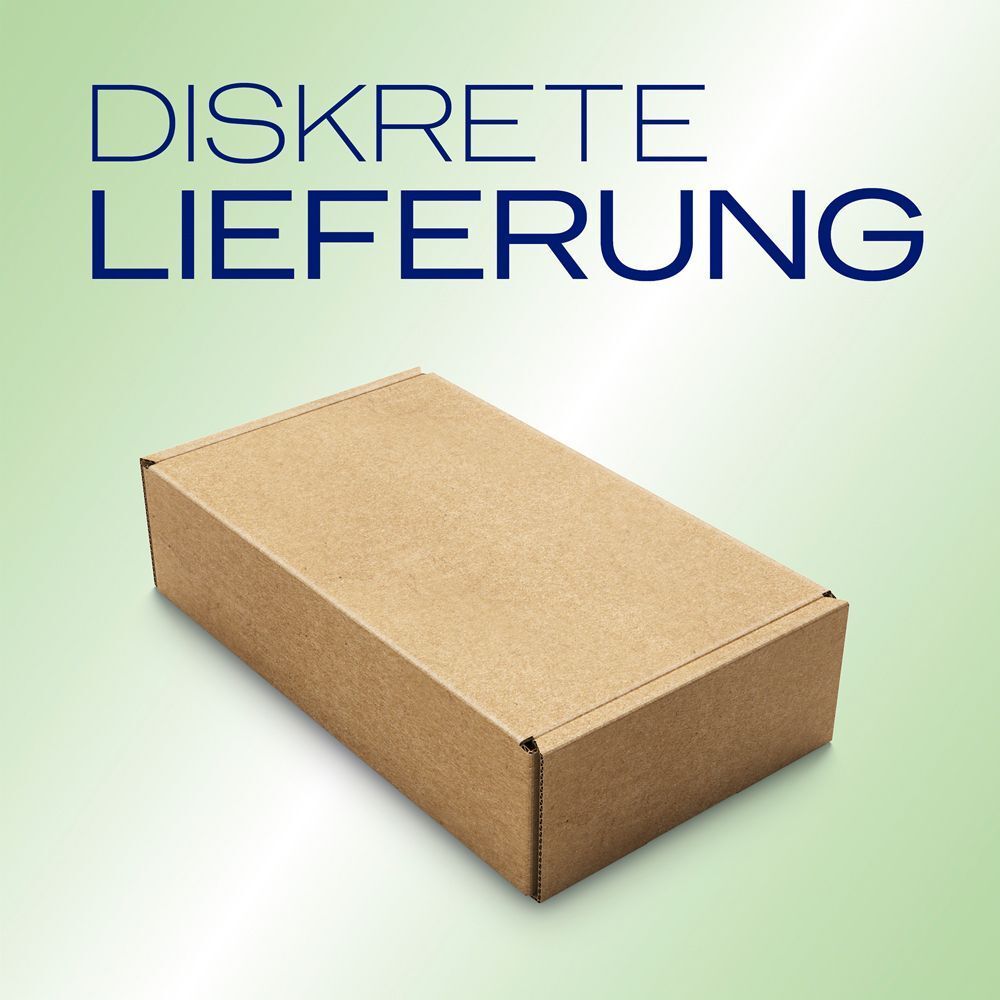 Brauner Karton. Text: Diskrete Lieferung.