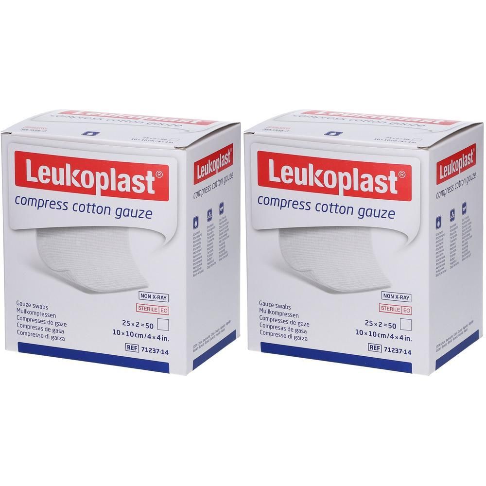 Leukoplast compress Cotton Gauze 10x10cm ste.12f 2x 2x25x2 St Kompressen