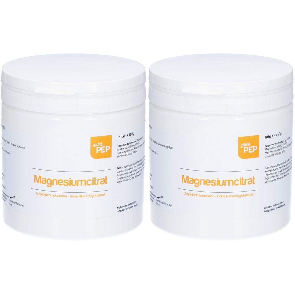 Quickpep Magnesiumcitrat Plv.z.Her.e.Lsg.z.Einn. 2x 2x450 g Pulver zur Herstellung einer Lösung zum Einnehmen