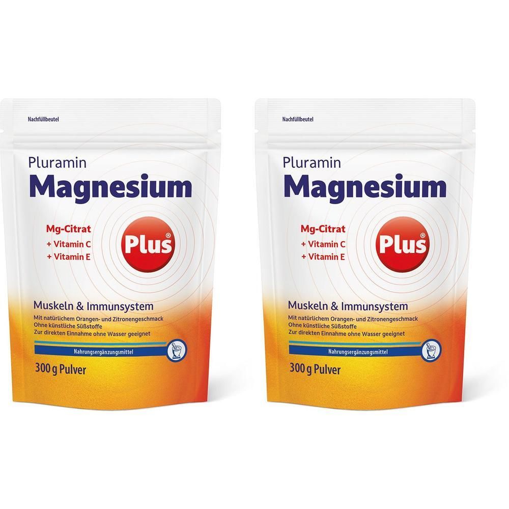 Pluramin Magnesium plus Pulver Nachfüllbtl. 2x 2x300 g